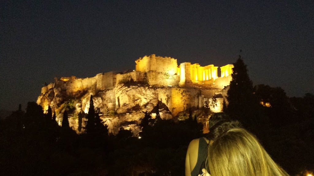 View of the Acropolis at night