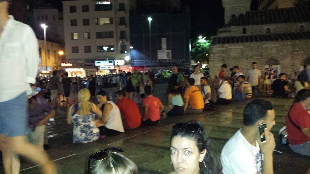The nightlife in the city squares is hopping - this was a Wednesday night!